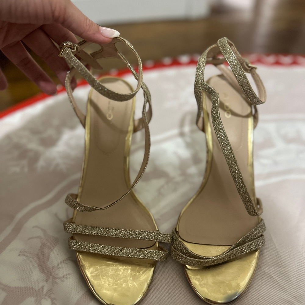 Aldo Shimmering Gold Strappy Heels